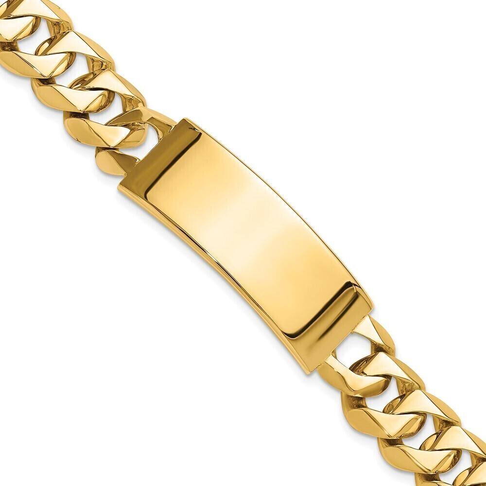 14k Yellow Gold Hand-polished Heavy Curb Link Id Bracelet